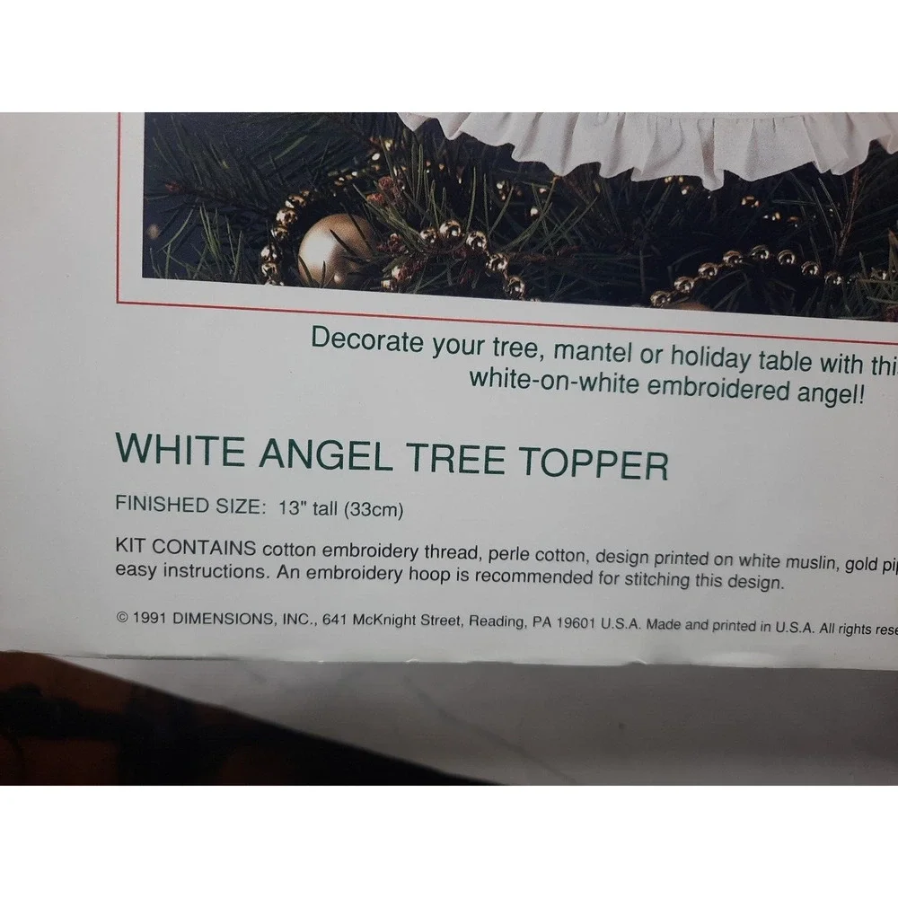 Vintage Dimensions Sunset Crewel White Angel Tree Topper Kit 18018 13 inch
